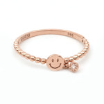 14K 18K 스마일 딸랑이 큐빅 스톤 볼 반지 14K내추럴화이트골드 : 언쉬주얼리