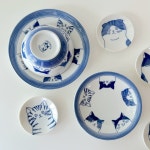 재팬 시치타 블루라인 다섯고양이 접시 (2 sizes) : My-Dear