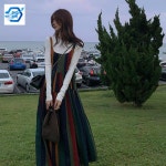 민소매원피스 나시 어깨끈 면 롱 프리사이즈 맥시 원피스 바캉 : 루리 코퍼레이션