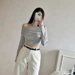 톰 단가라티 쫀쫀 크롭 오프숄더티셔츠 2color : 예핏