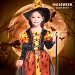 할로윈 코스튬 오렌지 마녀 아동 4종세트 의상 유아 파티 어린이 복 : 버호치