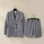 [J0683] 데일리수잔 남성의류 체크 패턴 자켓 반바지 린넨 세트 : 수잔클로젯