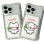 [맥세이프 카드지갑] 클로버 댕냥 커플 우정 디자인 아이폰 가죽 카드 지갑 맥세이프지갑 교통카드 : 아이엠스튜디오