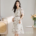 루즈핏 빅사이즈 원피스 휴양지 여름 쉬폰 반팔 데일리룩 하이웨스트 여성 플리츠 : 큐브의 인생잡화