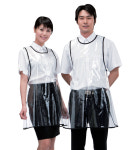 사이즈선택 투명 방수 미용실 애견샾 식당 주방 앞치마 라인블랙 : 우림유니폼