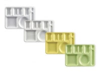 KW 국산 PC 피씨 (특) 사구식판 4찬 급식 학교 병원 식판 칼라 예쁜 : 일등그릇