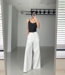 히든 오버 와이드 부츠컷 면 팬츠 (화이트) : 한수와
