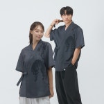 리슬 민화 호랑이 저고리 그레이 남자 여자 여름 개량 커플 여행 생활한복 : 리슬