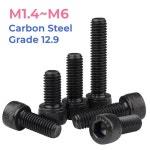 등급 12.9 고강도 탄소강 육각 소켓 캡 알렌 헤드 나사 볼트 M1.4 M2 M3 M6 : GOTOUP