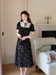 끈 나시 원피스 양 오쥐안 프렌치 보세 레이스 블랙 꽃무늬 미우 를 잘록하게 라인 여성스러 : 프랑스 백화점