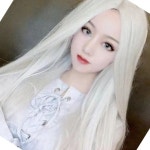 한챠 백발 긴 생머리 가발 여성가발 긴 염색 흰가발 : 무한상점만세
