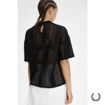 프레드페리 FRED PERRY 재팬 우먼스 시스루 코튼 반팔셔츠 블랙 G7135 : 쥬바체