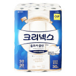 크리넥스 울트라클린 화장지 30롤 3겹 30m 화이트비데 물에잘녹는 두루마리 휴지 : 티에스shop