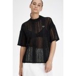 프레드페리 FRED PERRY 재팬 우먼스 시스루 코튼 반팔셔츠 블랙 G7135 : 쥬바체