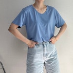 찰랑티 냉장고반팔티 쿨티셔츠 U넥반팔티 : 세컨드허니룩