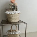 (무배) 코지 레이스콤비 라탄원통 토트백 : 에이미양품점