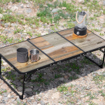 [중고] 로티캠프 3단 와이드 슬림 캠핑 테이블 다크우드 : 로티몰닷컴