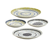 미코-111  113 115 117 원접시 소 대 블루그린 블랙도트 도자기제품 : 리치키친