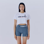 미학 스폰서 로고 크롭 티셔츠 WHITE 운동복 짐웨어 : MIHK 미학