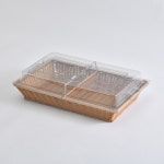 힌지 돔 커버 바스켓 2분할 베이커리 푸드 덮개 아크릴덮개 빵 디저트 진열 : 샾메이트