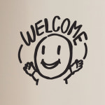 두손활짝 귀여운 welcome 일러스트 가게 인테리어 스티커 small : 코이핀즈