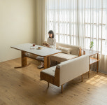 오아르 포세린 세라믹 리빙다이닝 6인 원목 식탁세트 (패브릭소파1) : 레트로 하우스