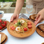 나다움 통원목 티크 나무 캠핑 우드 앞 원형 접시 S : 엘솜