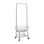 이동식 행거 철제 건조대 옷걸이 바구니 카트 세탁물 트롤리 스탠드 옷가게 사무실 선반 매장용 : GOODGOOD