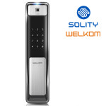 웰콤 웰-메이드 에디션 WSP-2500B 지문인식 푸시풀 블루투스 현관문 디지털도어락 : 문지기닷컴