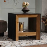 Funcozy 복고풍 원목 사이드테이블 사무실 소파 협탁 장식장 YR-3414 : 펀코지