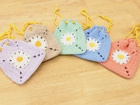 데이지 파스텔 파우치 코바늘 손뜨개 핸드메이 화장품 다용도 케이스 : 안방과연필 by뜨개쟁이지니