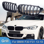 Pulleco-BMW 3 시리즈용 자동차 전면 신장 그릴 레이싱 그릴 광택 블랙 더블 슬랫 자동차 액세서리 비엠더블유 3 F30 F31 F35 13-19 에... 