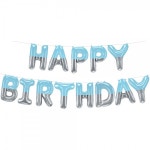핑크골드&블루실버 해피버스데이 레터링 호일풍선세트 (생일, 홈파티장식) : 원더파티
