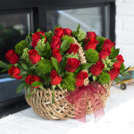 웨스턴 바스켓 당일배송 장미 생화 꽃바구니 생일 기념일 여자친구 축하선물 전국꽃배달 : 라임플라워