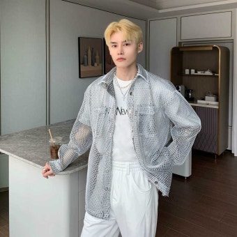 심장을울려라강연자들 박명수 스타일 메쉬 긴팔셔츠 데일리룩 예능 드라마 연예인스타일 : RAMISHOP