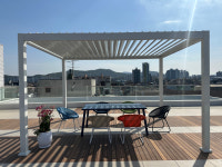 파고라 시스템 조립식 테라스 정자 옥상 정원 마당 제작 설치 3MX3M화이트+LED조명 : SECOND HOUSE