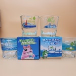 참이슬 소주잔 4종세트 경포대해수욕장 군산새만금 부산광안대교 여수낭만이슬 진로 술잔 4종 시리즈 세트상품 : 추억보물섬