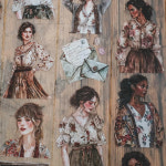 London Gifties 마스킹 테이프 Antique elegant girls 3D Gloss PET 10m LG 285(cut) : 톤페이퍼
