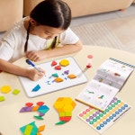 꼬비 원목 나무 칠교 자석 블럭 블록 250pcs 몬테소리 교구 소근육 창의력 발달 가베 : 토이글로벌