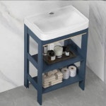 욕실 세면대 스탠드 선반 간이 화장실 세면기 카페 욕실앞 40캐비닛+하수액세서리(수전미포함) : 디레나스토어