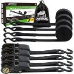 XSTRAP 표준 래칫 타이 다운 스트랩 - 4 Pk 1 x 15 Ft 630 Lbs 하 Black : 제일직구2