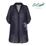 크로커다일레이디 여자 시스루 롱 셔츠 블라우스 여성 프린트 포인트 로브형 블라우스 : 아이오디