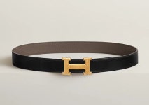 에르메스 H Guillochee 벨트 버클 & 리버서블 가죽 스트랩 32mm 금장 누아/에땅 : ttari