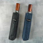 고티바쉬 스트라이프 우드 접이식 3단 자동우산 명품 양산 UV차단 각인 답례품 판촉물 (G6311) : 휴즈랩