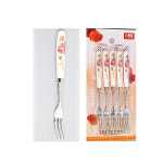 간식용 황실장미 챠밍티포크5P 간식포크 과일포크 : 마프샵