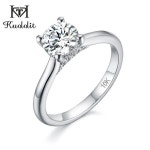 Kuololit 솔리드 585 화이트 골드 모이사나이트 반지  약혼 약속 0.8ct  내추럴 라운드 솔리테어 14K 10K : 메가글로우