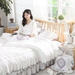 류금숙더베딩 | 류금숙 여자의 침실 광목워싱 레이스 항균 프릴 차렵 이불+베개 커버+광목 매트패드 (SS/Q/K/SK) : 멋샘베딩플레이스
