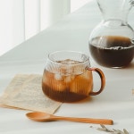 홈카페 손잡이 내열 유리컵 뚱뚱이 아이스 커피잔 예쁜 커피컵 400ml : 제이알엠