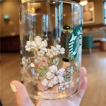 1+1 스타벅스 이화컵 커피컵 물컵 대용량 투명 유리컵 500ml 2P : 진빈국제무역
