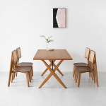 ALTTO 테이블 16585H76 + 소로홈 원목의자 BDC30 라탄 4인 세트 : 마켓비 공식스토어